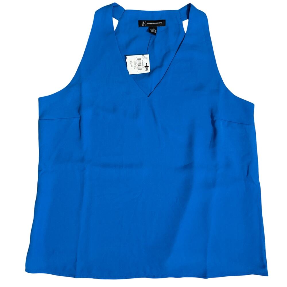 INC Women's V-Neck Tank Blouse Polyester - Resort Blue - Size Small - $40